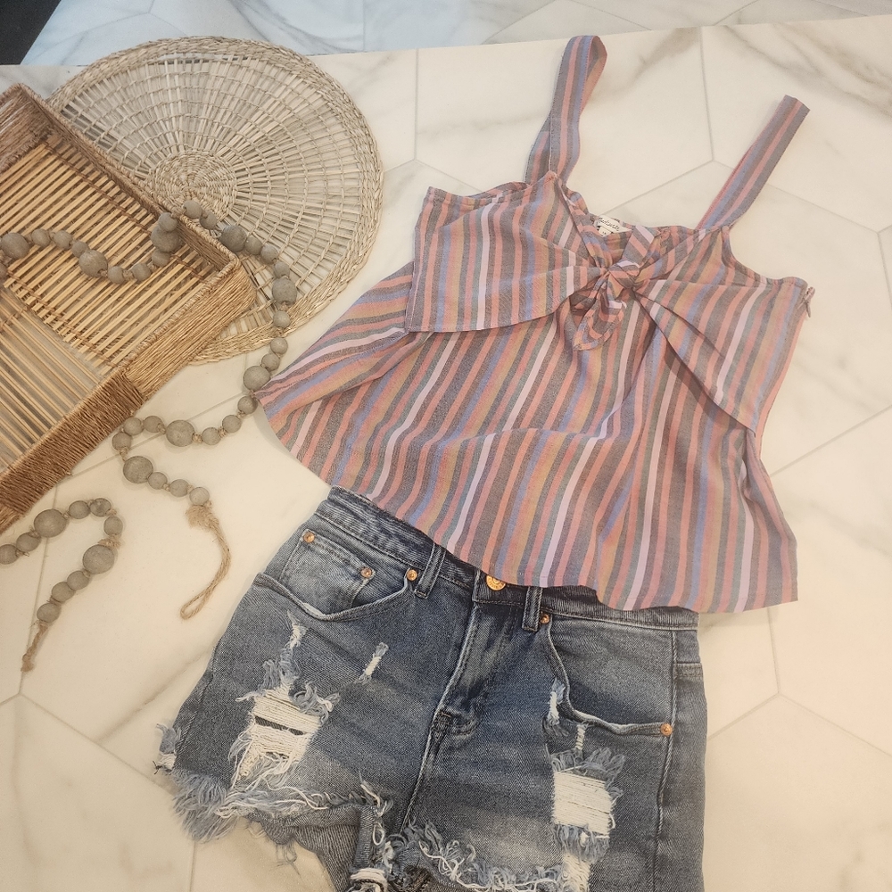 [Madewell]Women's size 10, cutest ever vintage muted colored striped strappy top